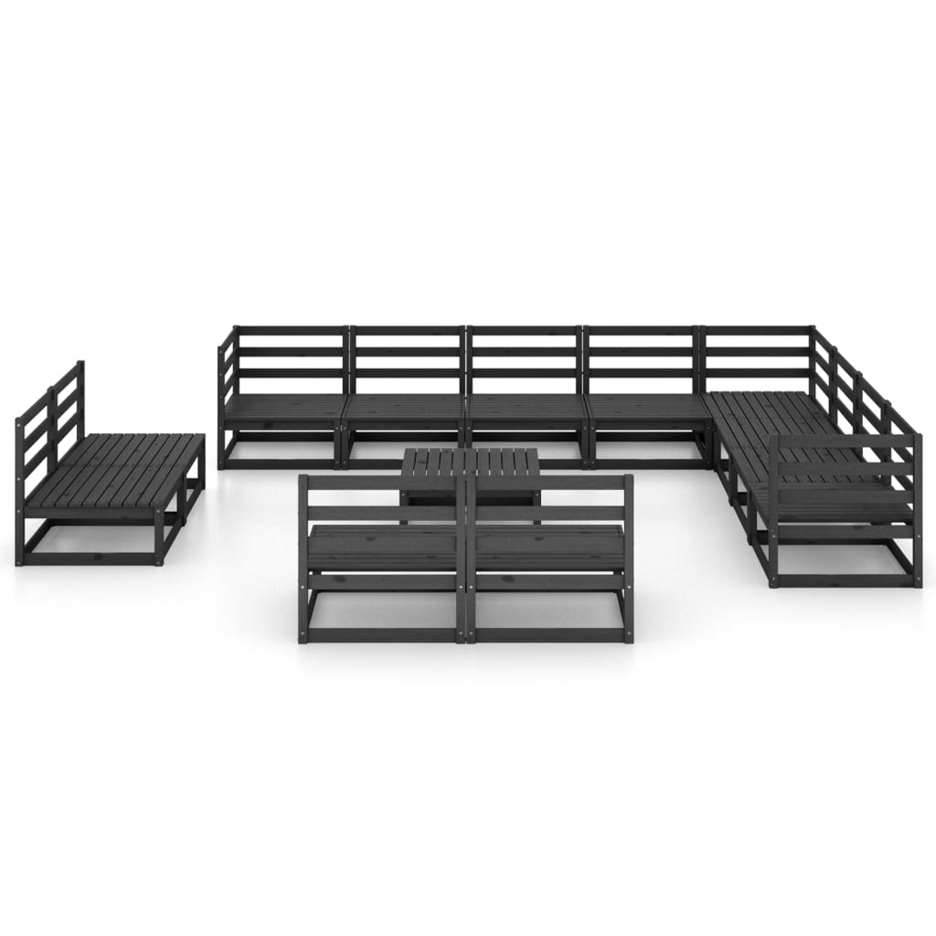 13 pcs conjunto lounge de jardim pinho maciço preto