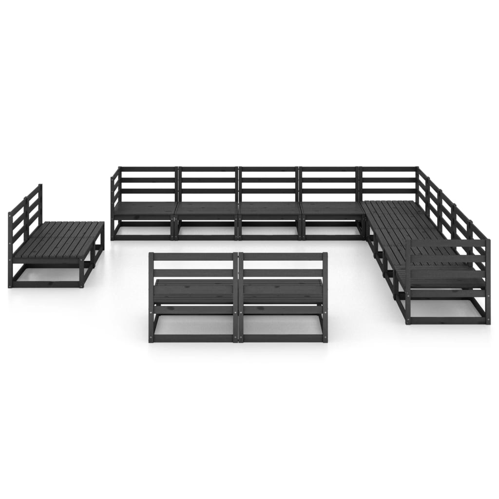 13 pcs conjunto lounge de jardim pinho maciço preto