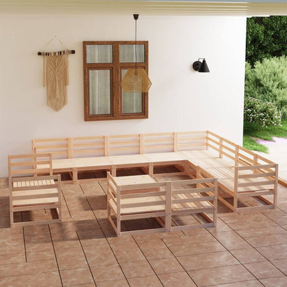 13 pcs conjunto lounge de jardim pinho maciço