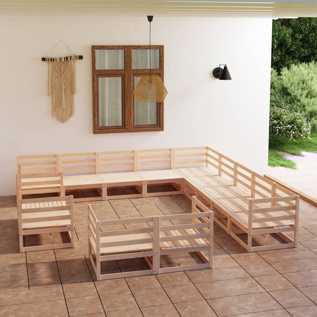 13 pcs conjunto lounge de jardim pinho maciço