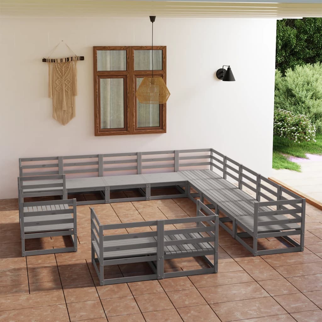 13 pcs conjunto lounge de jardim pinho maciço