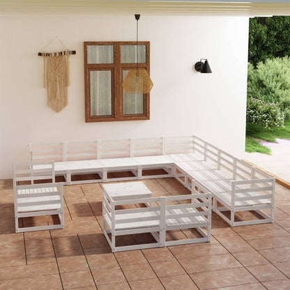 14 pcs conjunto lounge de jardim pinho maciço