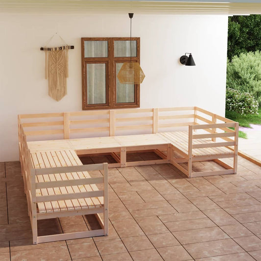 8 pcs conjunto lounge de jardim pinho maciço