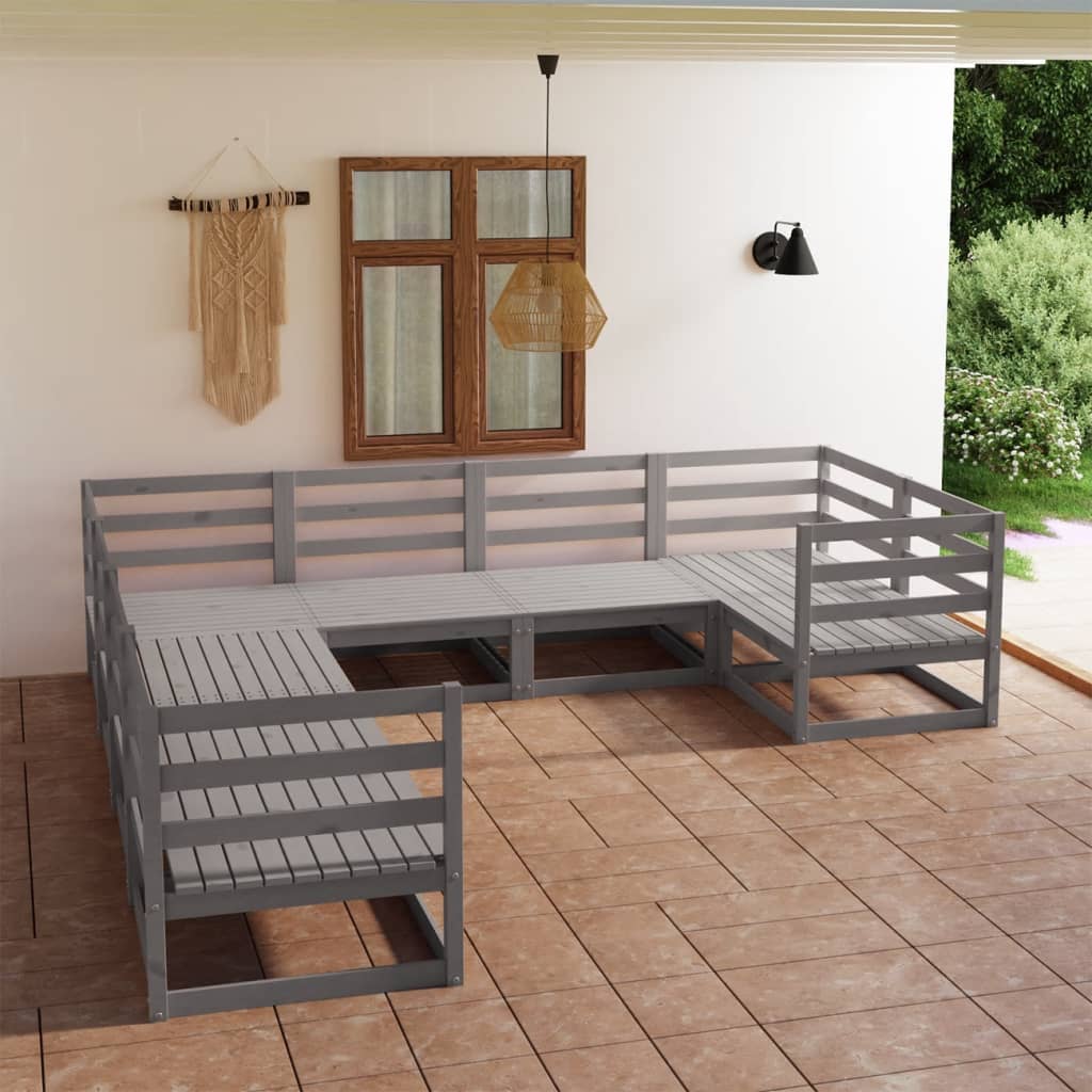 8 pcs conjunto lounge de jardim pinho maciço