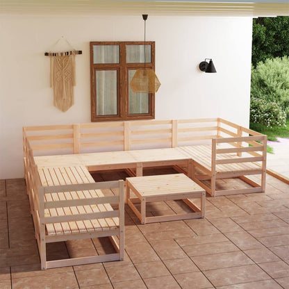 9 pcs conjunto lounge de jardim pinho maciço