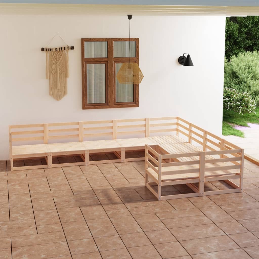 9 pcs conjunto lounge de jardim pinho maciço