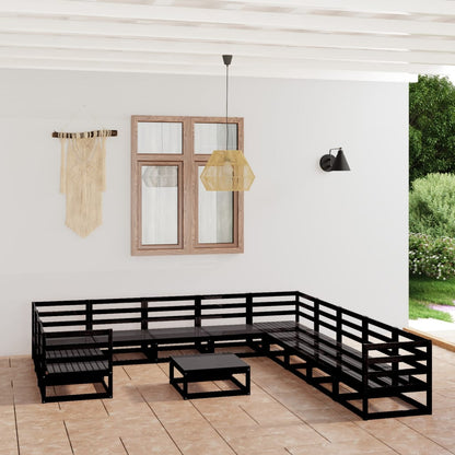 12 pcs conjunto lounge de jardim pinho maciço