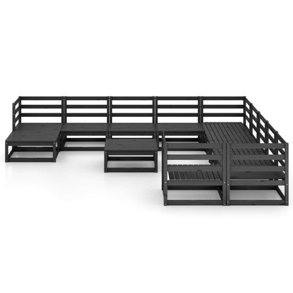 12 pcs conjunto lounge de jardim pinho maciço