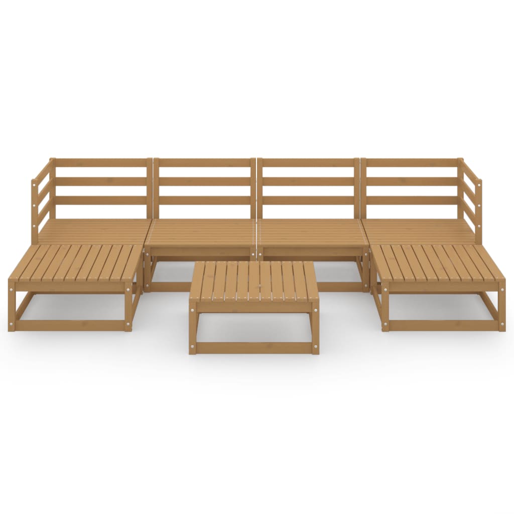 7 pcs conjunto lounge de jardim pinho maciço