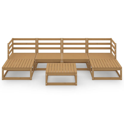 7 pcs conjunto lounge de jardim pinho maciço