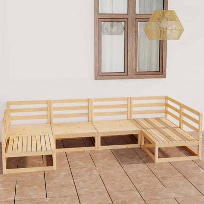 6 pcs conjunto lounge de jardim pinho maciço