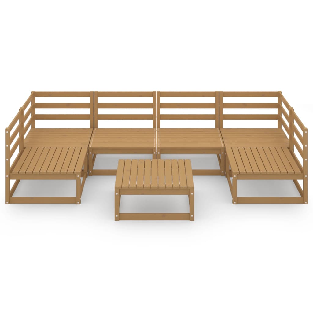 7 pcs conjunto lounge de jardim pinho maciço