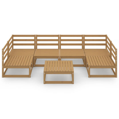 7 pcs conjunto lounge de jardim pinho maciço