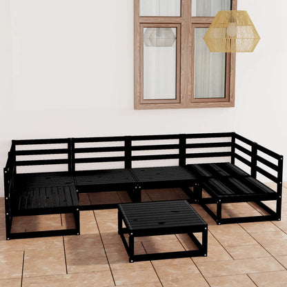 7 pcs conjunto lounge de jardim pinho maciço