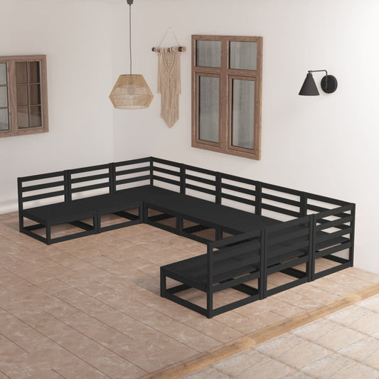 9 pcs conjunto lounge de jardim pinho maciço