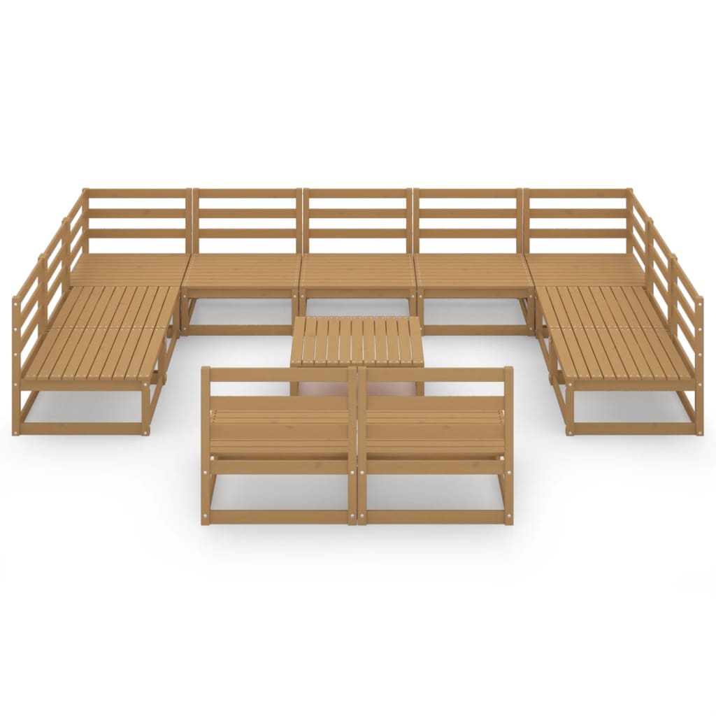 12 pcs conjunto lounge de jardim pinho maciço