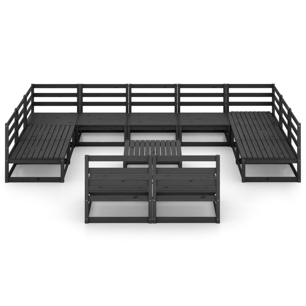 12 pcs conjunto lounge de jardim pinho maciço