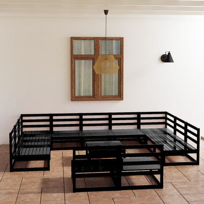 12 pcs conjunto lounge de jardim pinho maciço