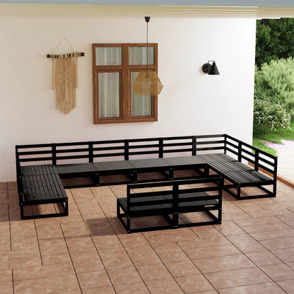 12 pcs conjunto lounge de jardim pinho maciço