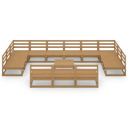 14 pcs conjunto lounge de jardim pinho maciço