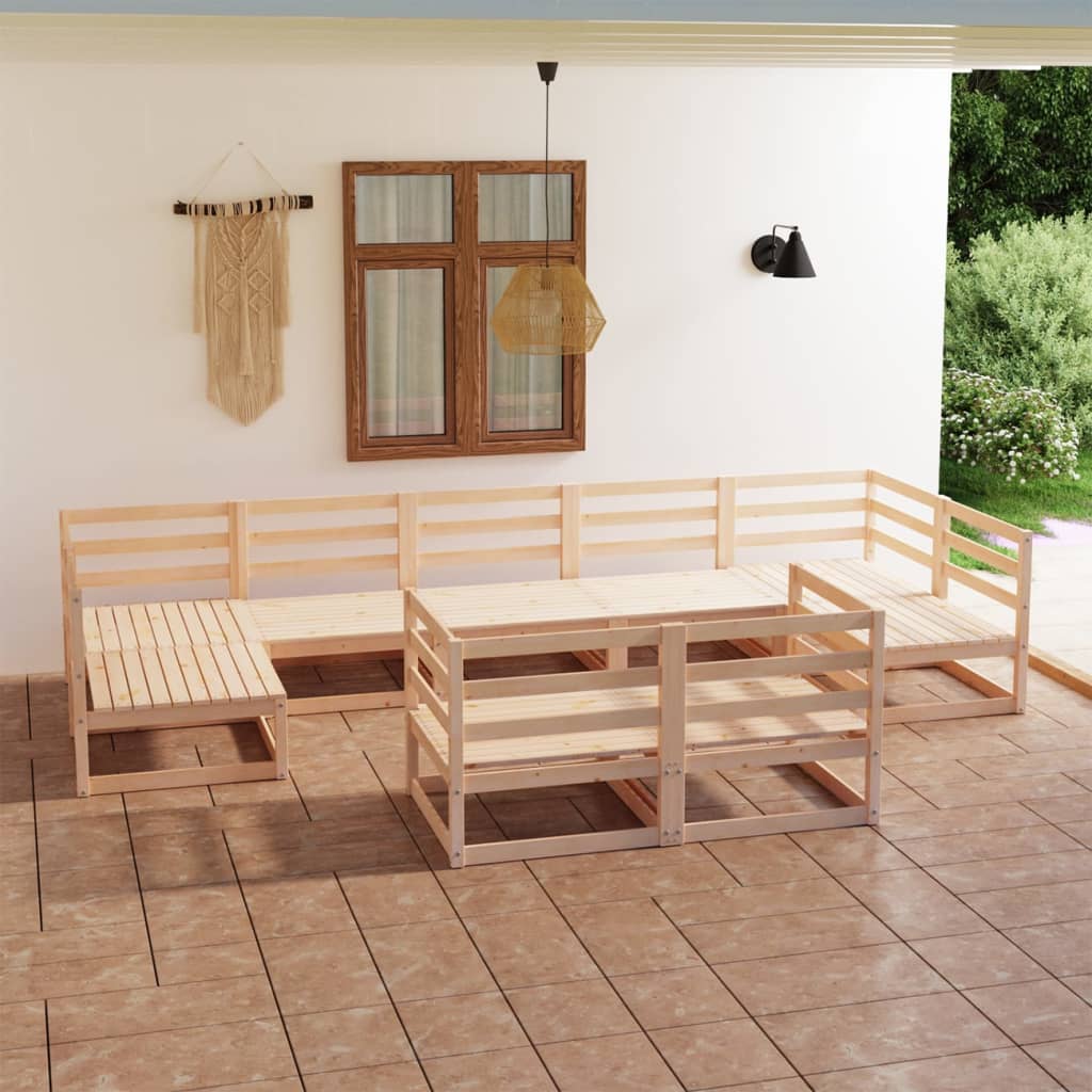 9 pcs conjunto lounge de jardim pinho maciço