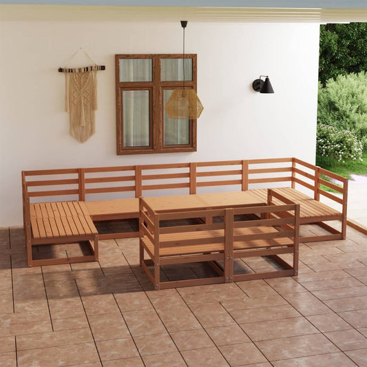 9 pcs conjunto lounge de jardim pinho maciço