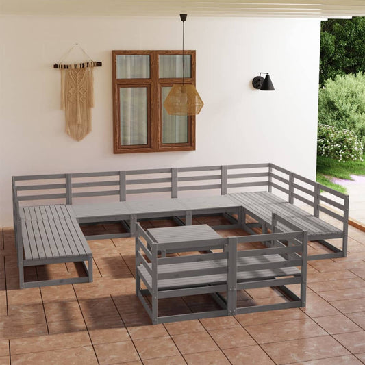 12 pcs conjunto lounge de jardim pinho maciço