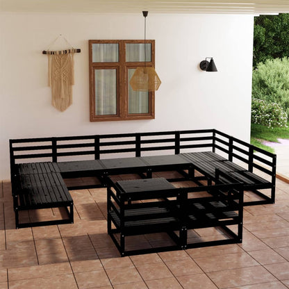 12 pcs conjunto lounge de jardim pinho maciço