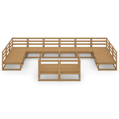 12 pcs conjunto lounge de jardim pinho maciço