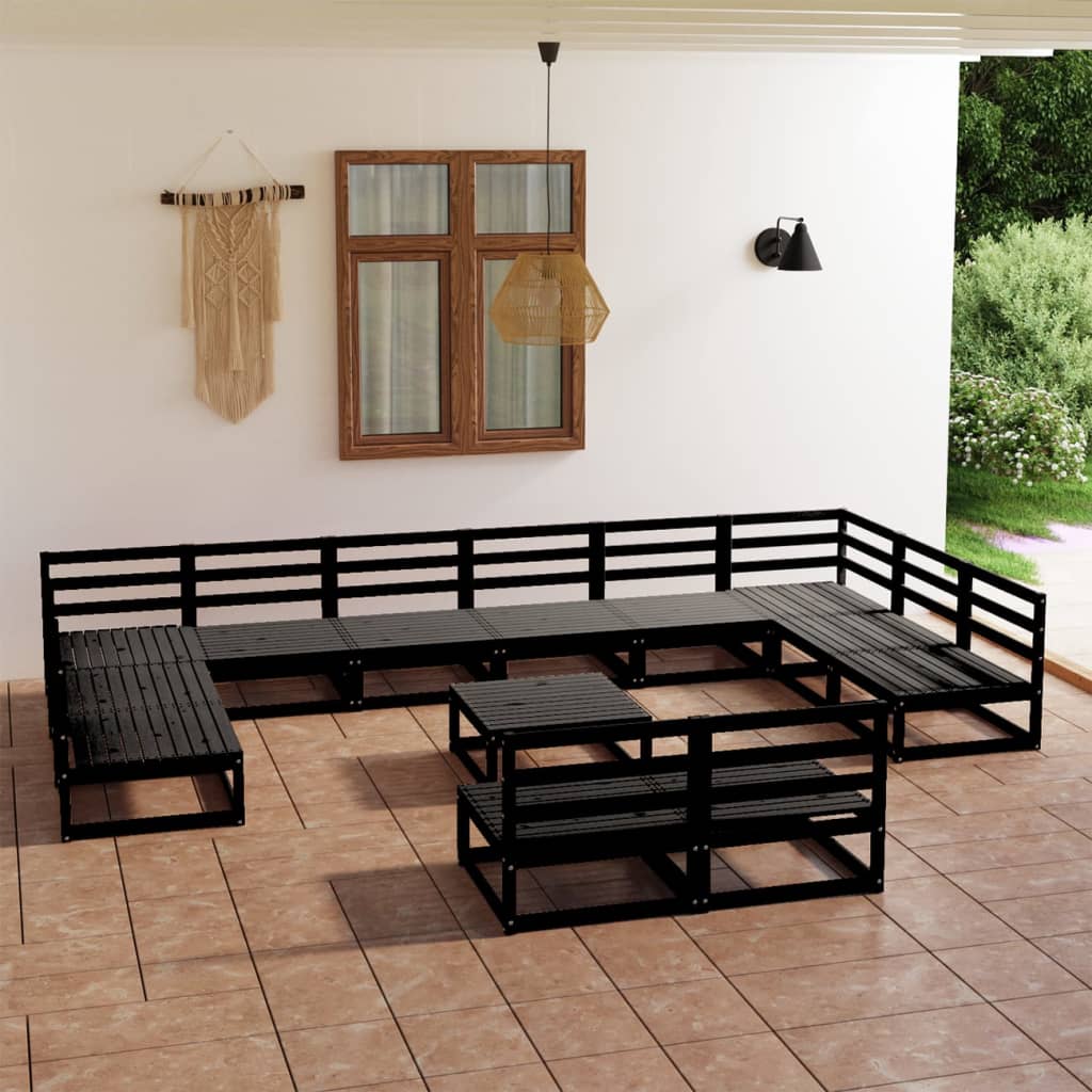 13 pcs conjunto lounge de jardim pinho maciço