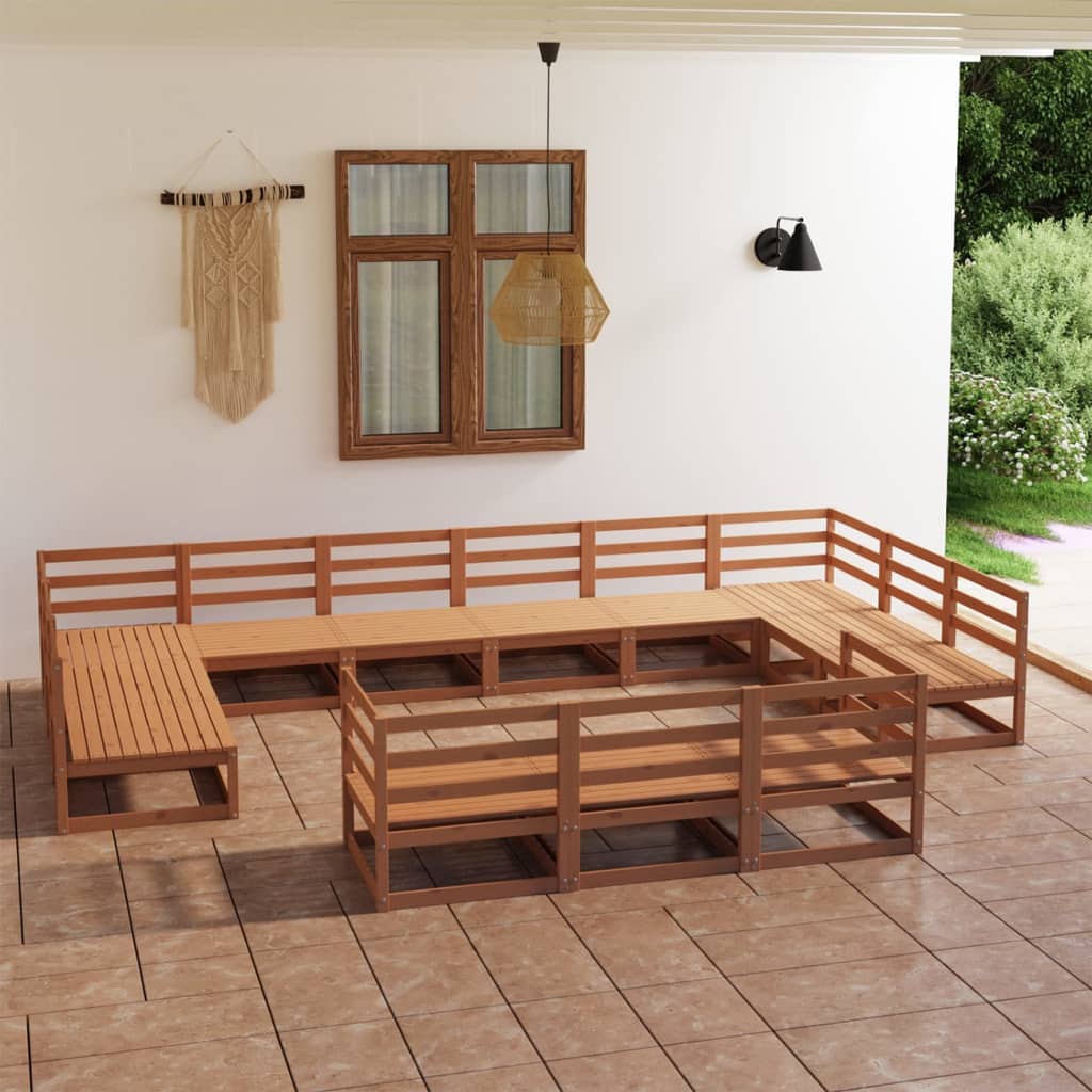 13 pcs conjunto lounge de jardim pinho maciço