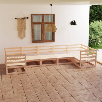 7 pcs conjunto lounge de jardim pinho maciço