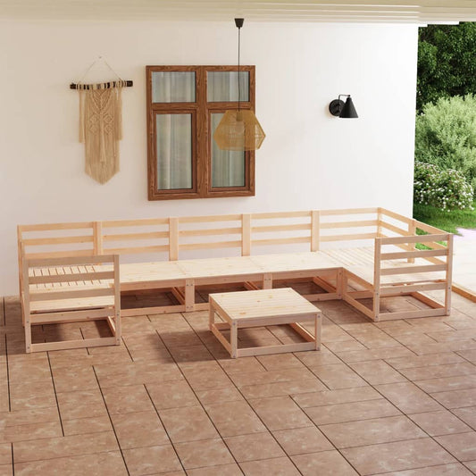 8 pcs conjunto lounge de jardim pinho maciço