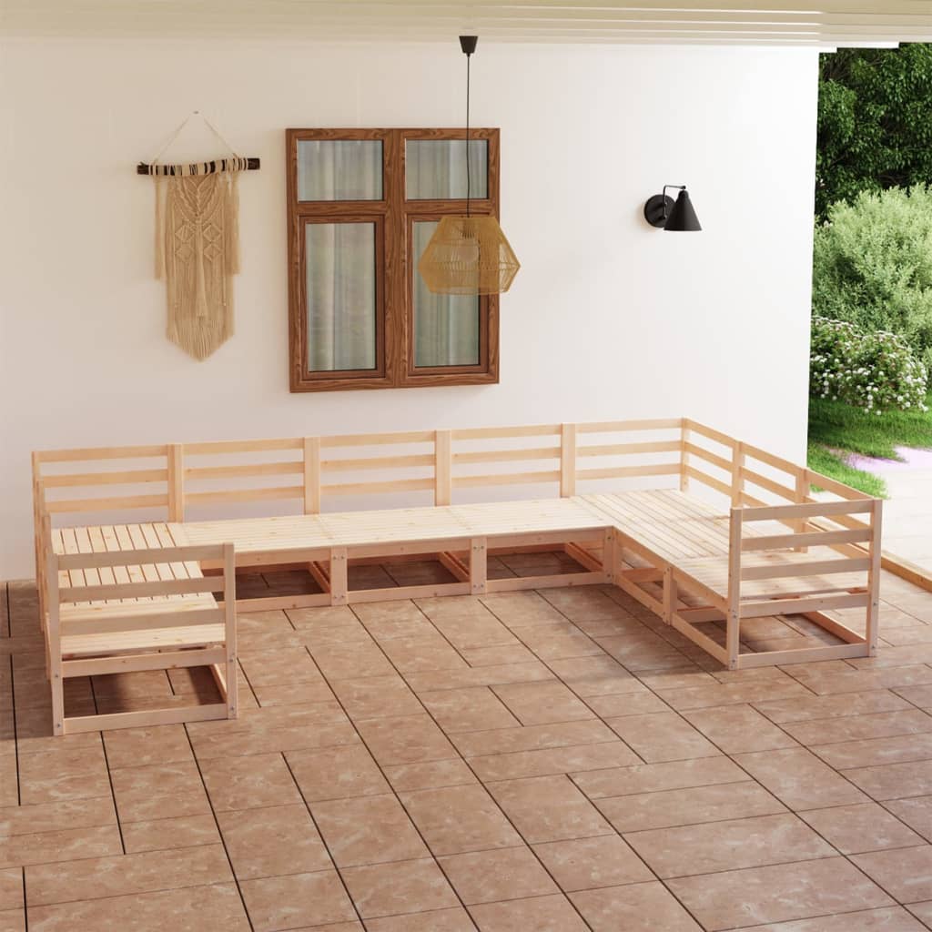 9 pcs conjunto lounge de jardim pinho maciço