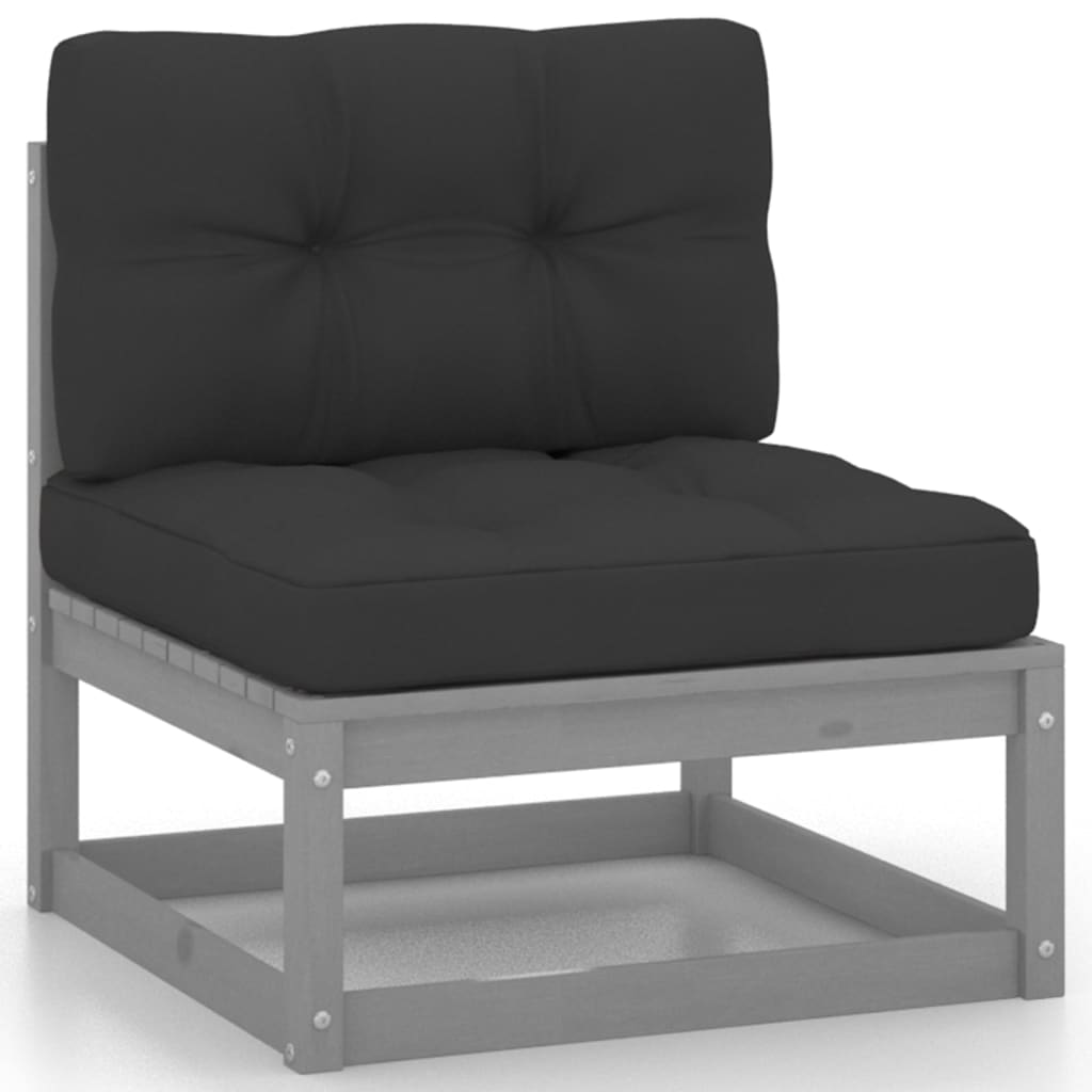 4 pcs conjunto lounge de jardim com almofadões pinho maciço