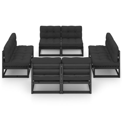 8 pcs conjunto lounge de jardim c/ almofadões pinho maciço