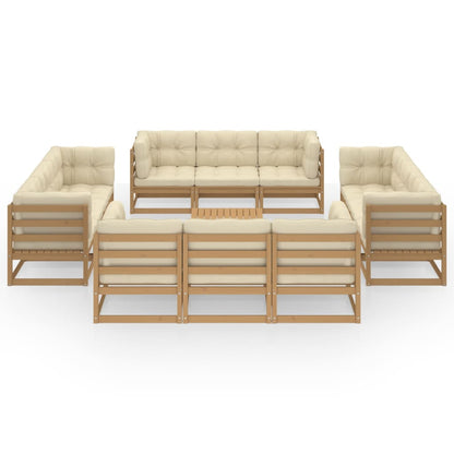 13 pcs conjunto lounge de jardim com almofadões pinho maciço