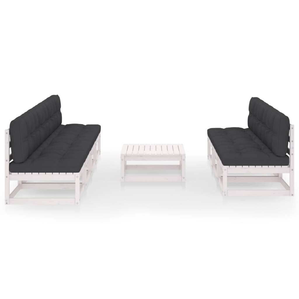 8 pcs conjunto lounge de jardim com almofadões pinho maciço