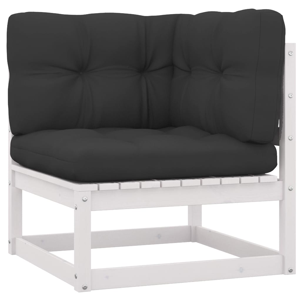 4 pcs conjunto lounge de jardim com almofadões pinho maciço