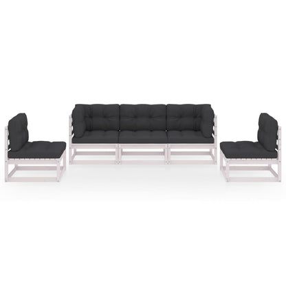 5 pcs conjunto lounge de jardim c/ almofadões pinho maciço