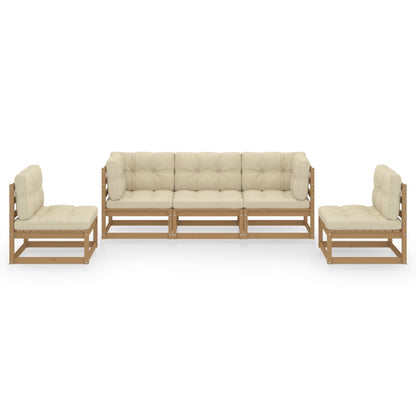 5 pcs conjunto lounge de jardim com almofadões pinho maciço