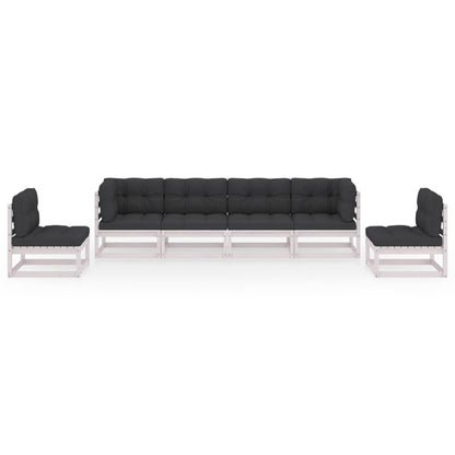 6 pcs conjunto lounge de jardim com almofadões pinho maciço