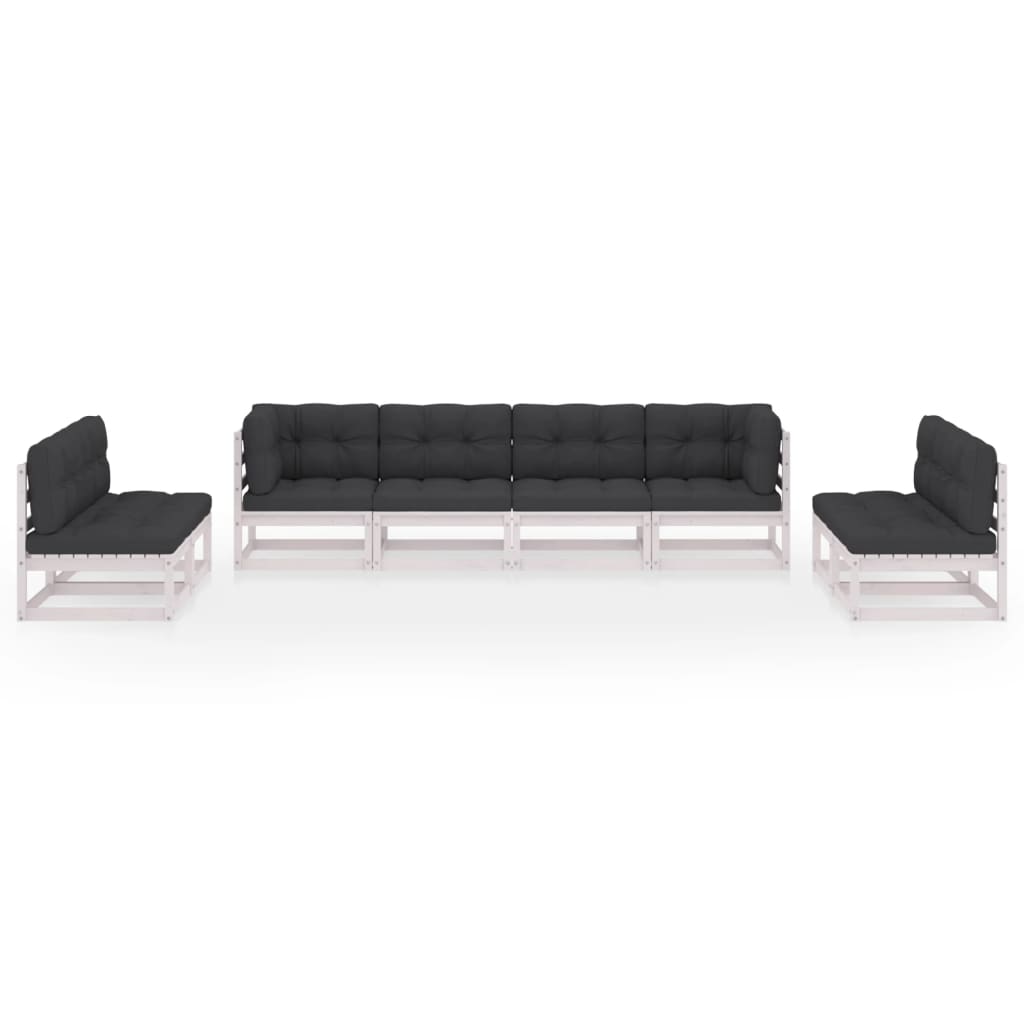 8 pcs conjunto lounge de jardim com almofadões pinho maciço