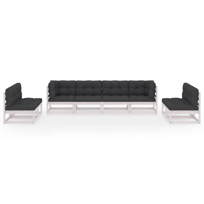 8 pcs conjunto lounge de jardim com almofadões pinho maciço