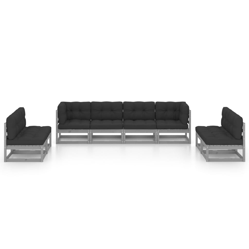 8 pcs conjunto lounge de jardim c/ almofadões pinho maciço