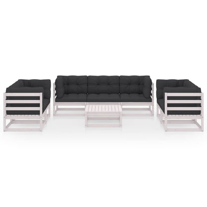 8 pcs conjunto lounge de jardim com almofadões pinho maciço