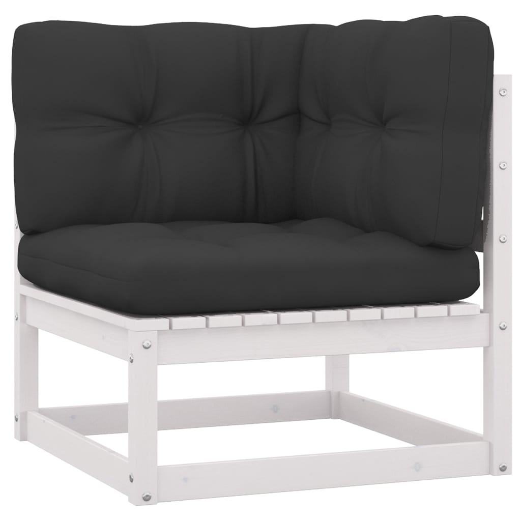 3 pcs conjunto lounge de jardim c/ almofadões pinho maciço