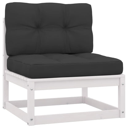 3 pcs conjunto lounge de jardim c/ almofadões pinho maciço