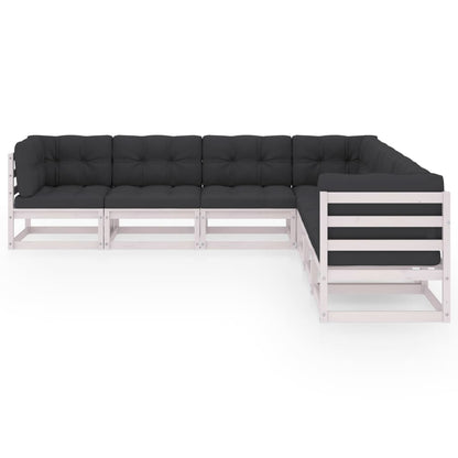 7 pcs conjunto lounge de jardim c/ almofadões pinho maciço