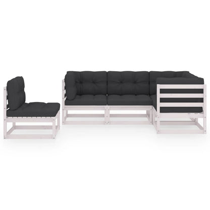 5 pcs conjunto lounge de jardim c/ almofadões pinho maciço